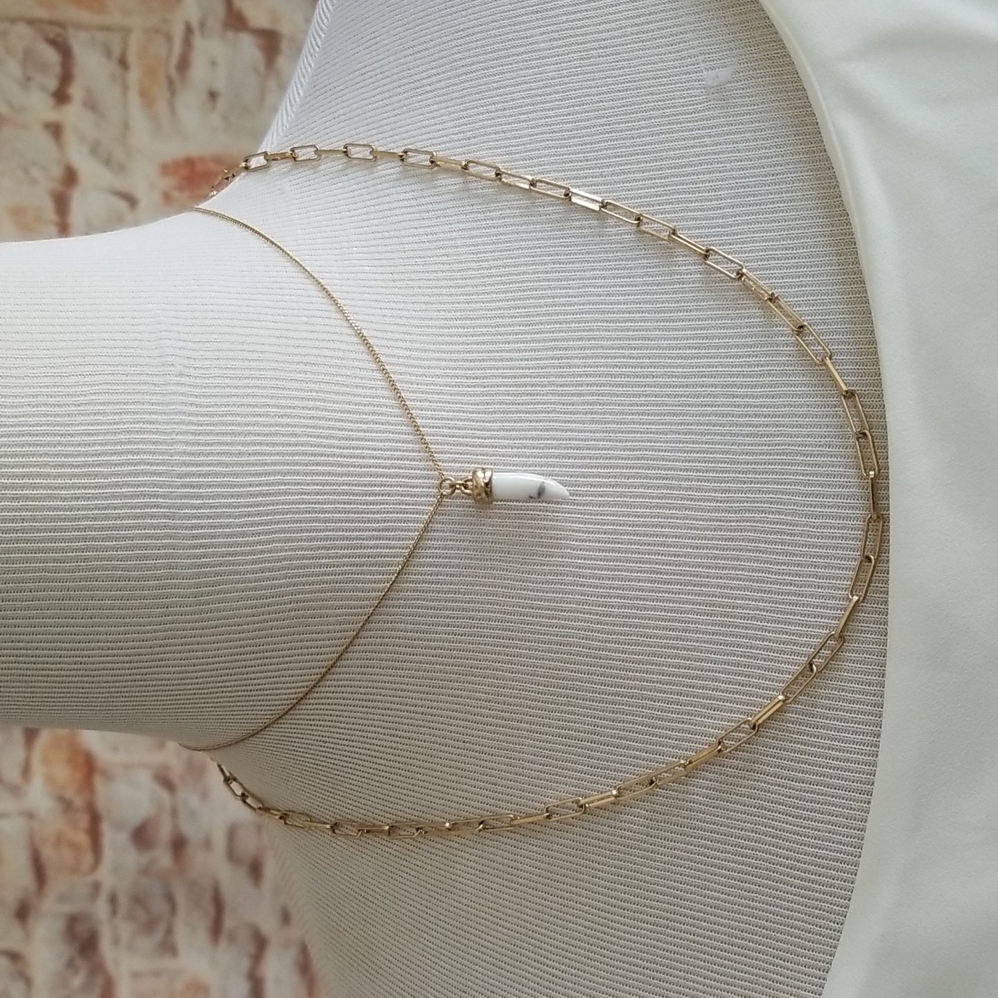 New Allsaints White Howlite Horn Pendant Necklace 52$